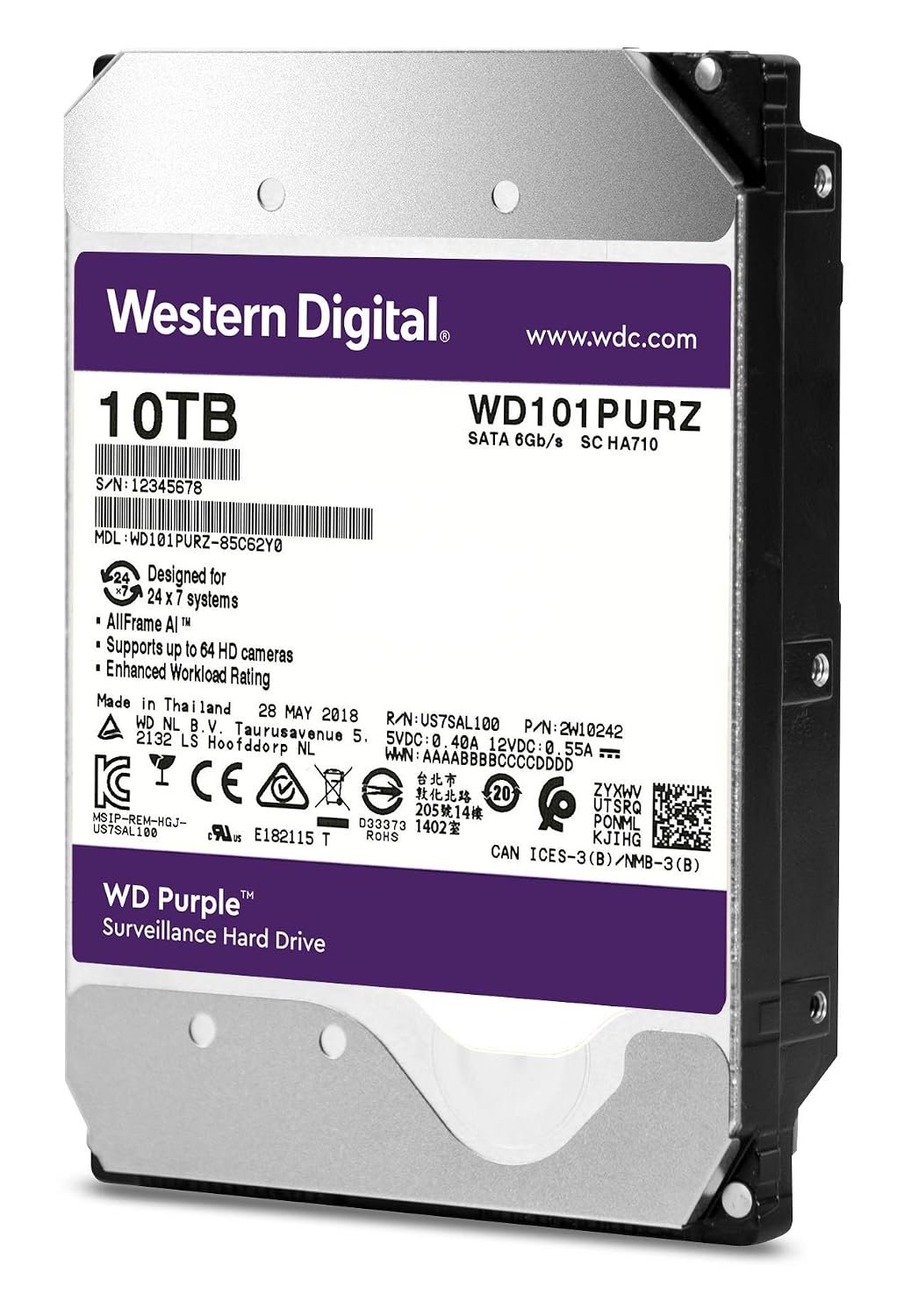 Western Digital WD Purple · 10TB Surveillance HDD